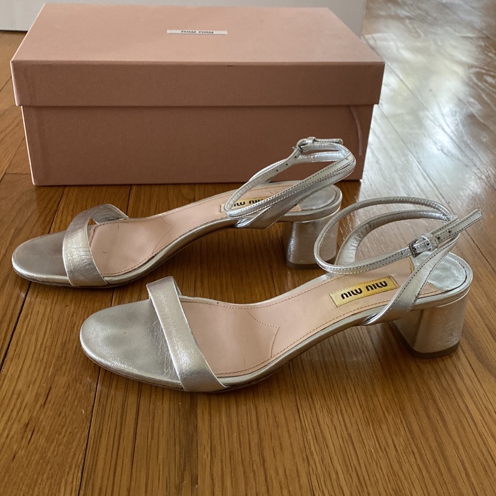 Miu Miu Block Heel Sandal 37.5 W/ Box - image 2